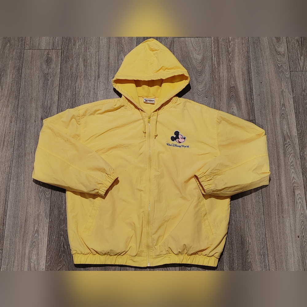 Vintage 1990s Mickey Walt Disney World Full Zip Yellow Hoodie Men’s Size Large